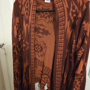 MG Women's Rust Tribal Cardigan